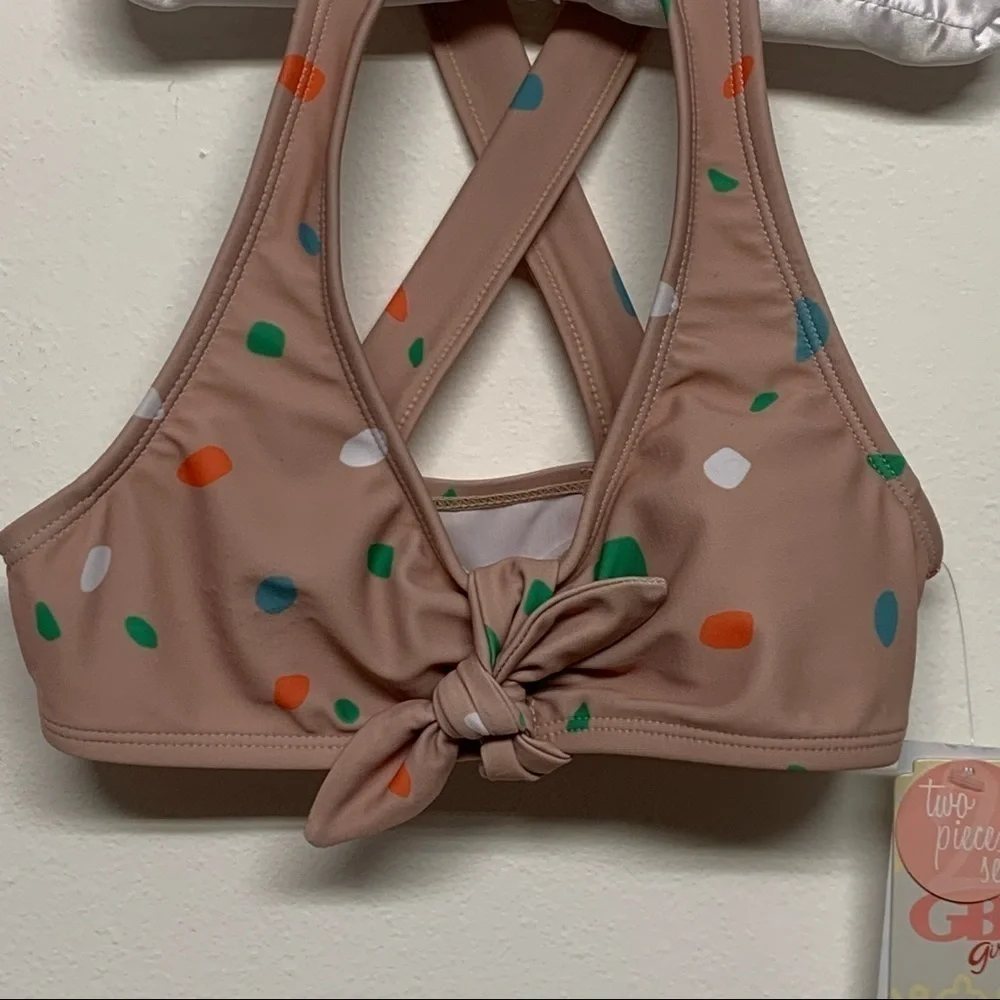 GB Girls Size 7 Girls Polka Dot Bikini Swim Top NEW NWT